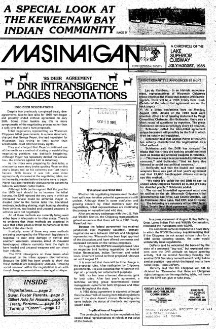 1985 July/August Mazina'igan Cover