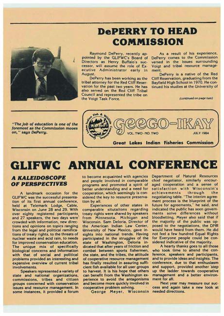 1984 July Geego Mazina'igan Cover