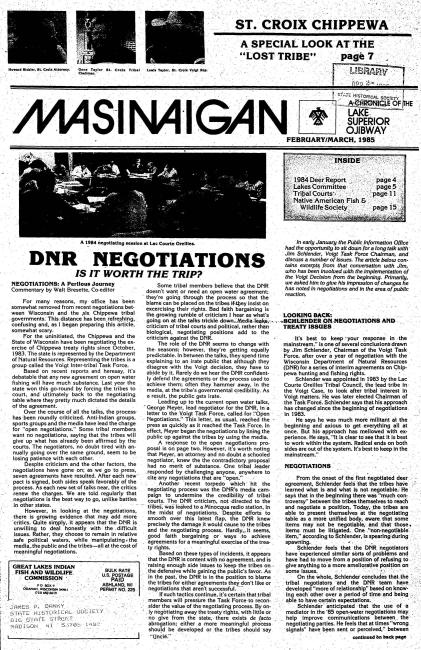 1985 February/March Mazina'igan Cover