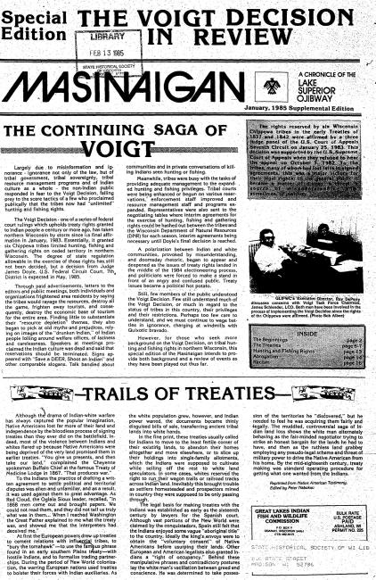 1985 January Supplement Mazina'igan Cover