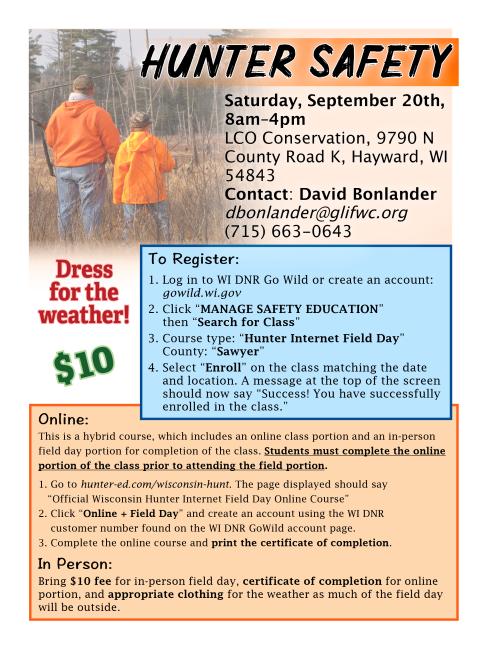 LCO Hunter Safety Flyer